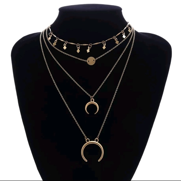 Lana Bean Jewels Jewelry - Crescent pendant multi layer necklace